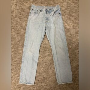 Levi’s 501 cropped light wash denim Jean